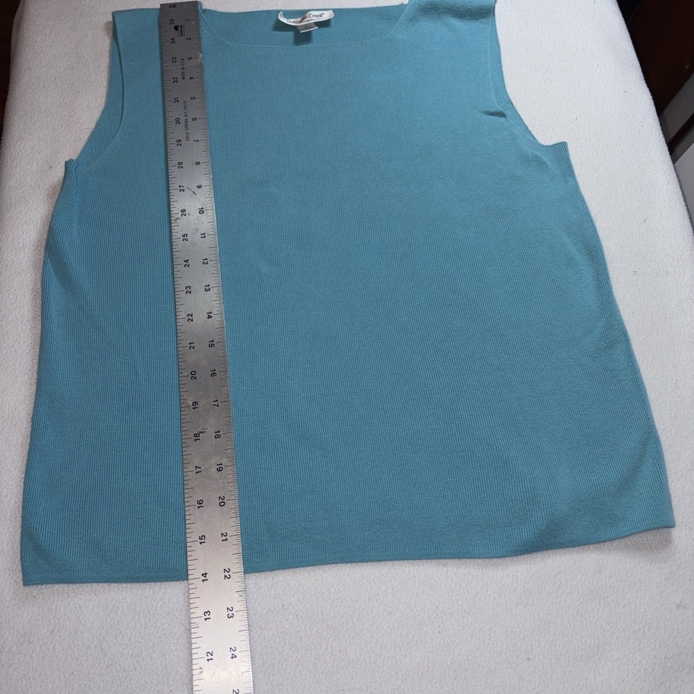 Coldwater Creek Shirt Womens Large Shell Sleeveless Lt Blue Tank Top Vintage
